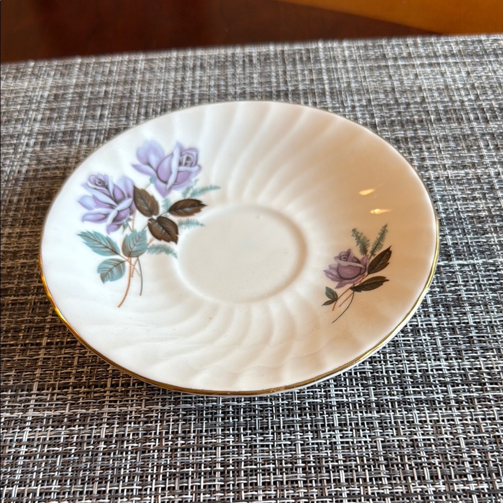 Purple Flowers Bone China Saucer